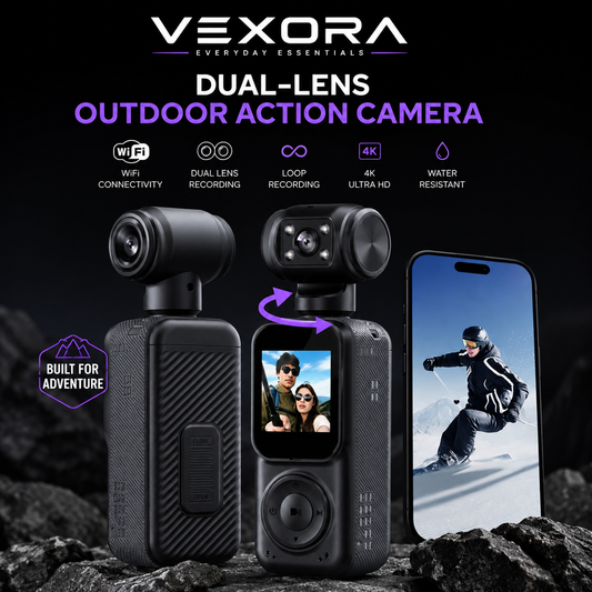 Vexora Dual-Lens Outdoor Action Camera